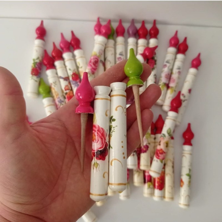 سرمه دان بزرگ چوبی مدادی رنگی درب گنبدی