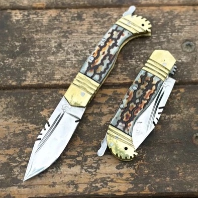 چاقو دنده ای سیاوش زنجان دسته طرح شاخ ضد زنگ کوچیک