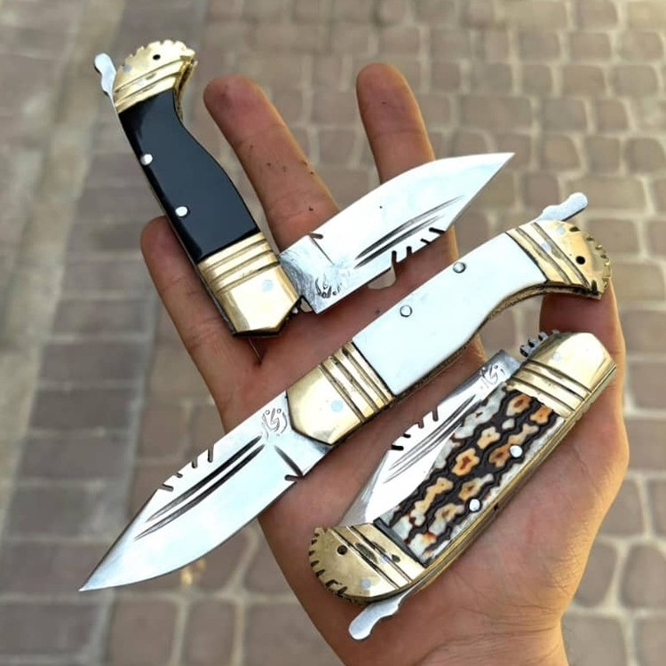 چاقو دنده ای سیاوش زنجان دسته طرح شاخ ضد زنگ کوچیک