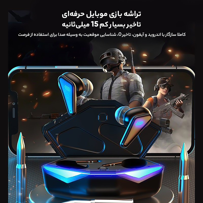 هدفون بلوتوثی مدل K55 با قابلیت حذف نویز ANC، درگاه شارژ USB Type-C، دارای کنترل لمسی روی گوشیها، حالت Gaming، مقاومت...