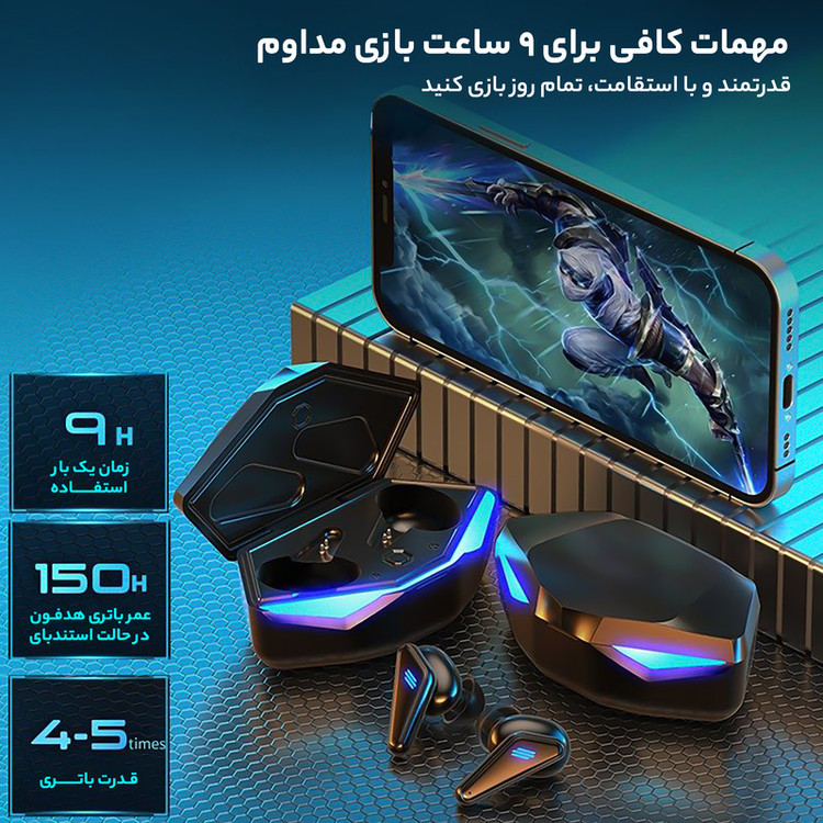 هدفون بلوتوثی مدل K55 با قابلیت حذف نویز ANC، درگاه شارژ USB Type-C، دارای کنترل لمسی روی گوشیها، حالت Gaming، مقاومت...